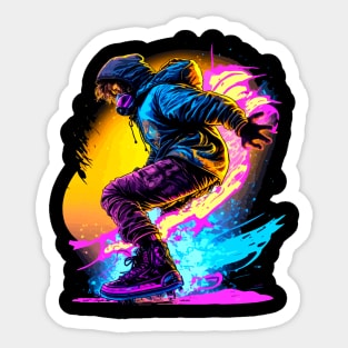 Winter Snowboarding  Christmas Graphic Graffiti Art - Holiday Gift Retro Sticker